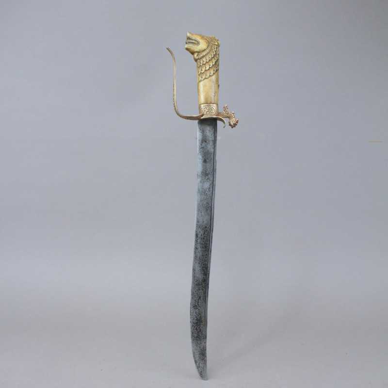 Long Early Knife from Sri Lanka with a Lion Head Handle
