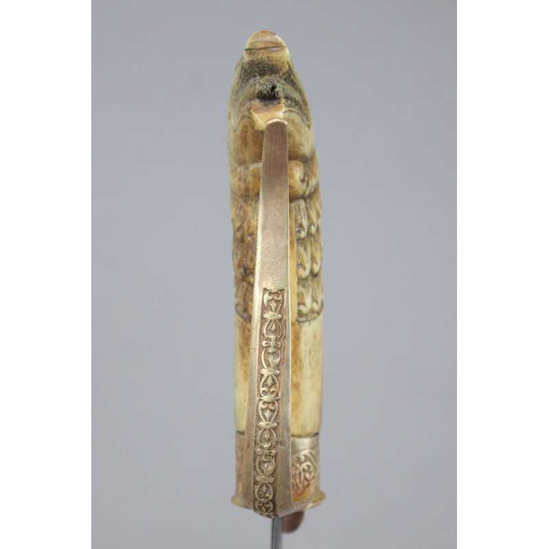 Long Early Knife from Sri Lanka with a Lion Head Handle